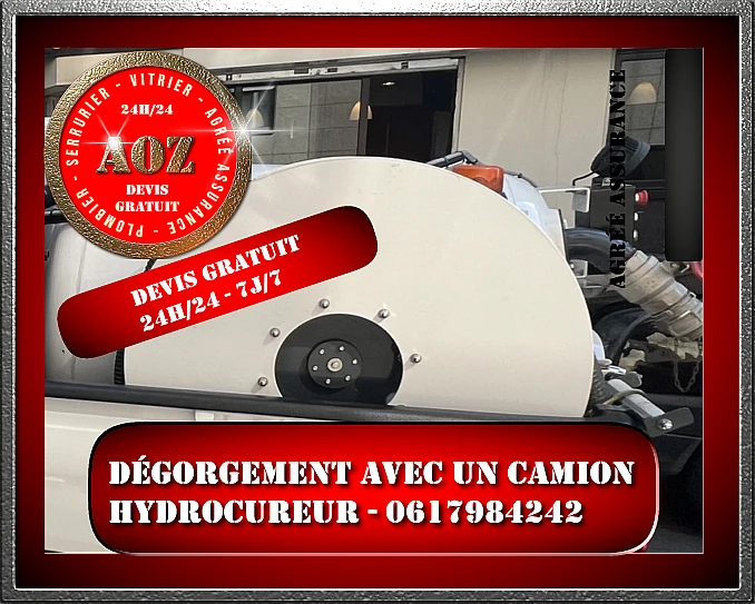 Dégorgement avec un camion hydrocureur