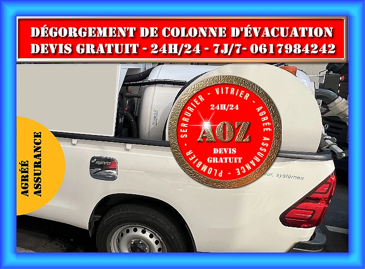 Dégorgement de colonne avec un camion hydrocureur