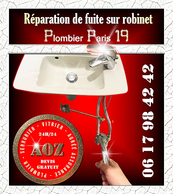 Réparation de fuit par plombier Paris 19